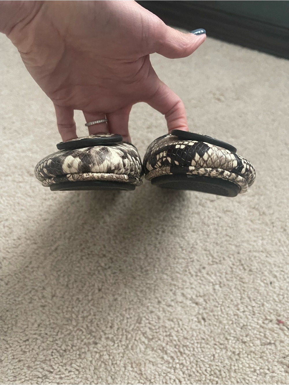 Tory Burch Snake-Print Reva Ballet Flats - Black & Cream - Picture 3 of 5